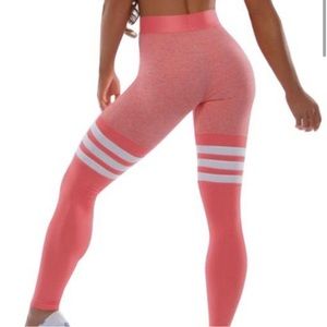 Bombshell leggings peach thigh high socks